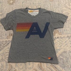 Aviator Nation Gray Tee with Rainbow Logo Boyfriend style